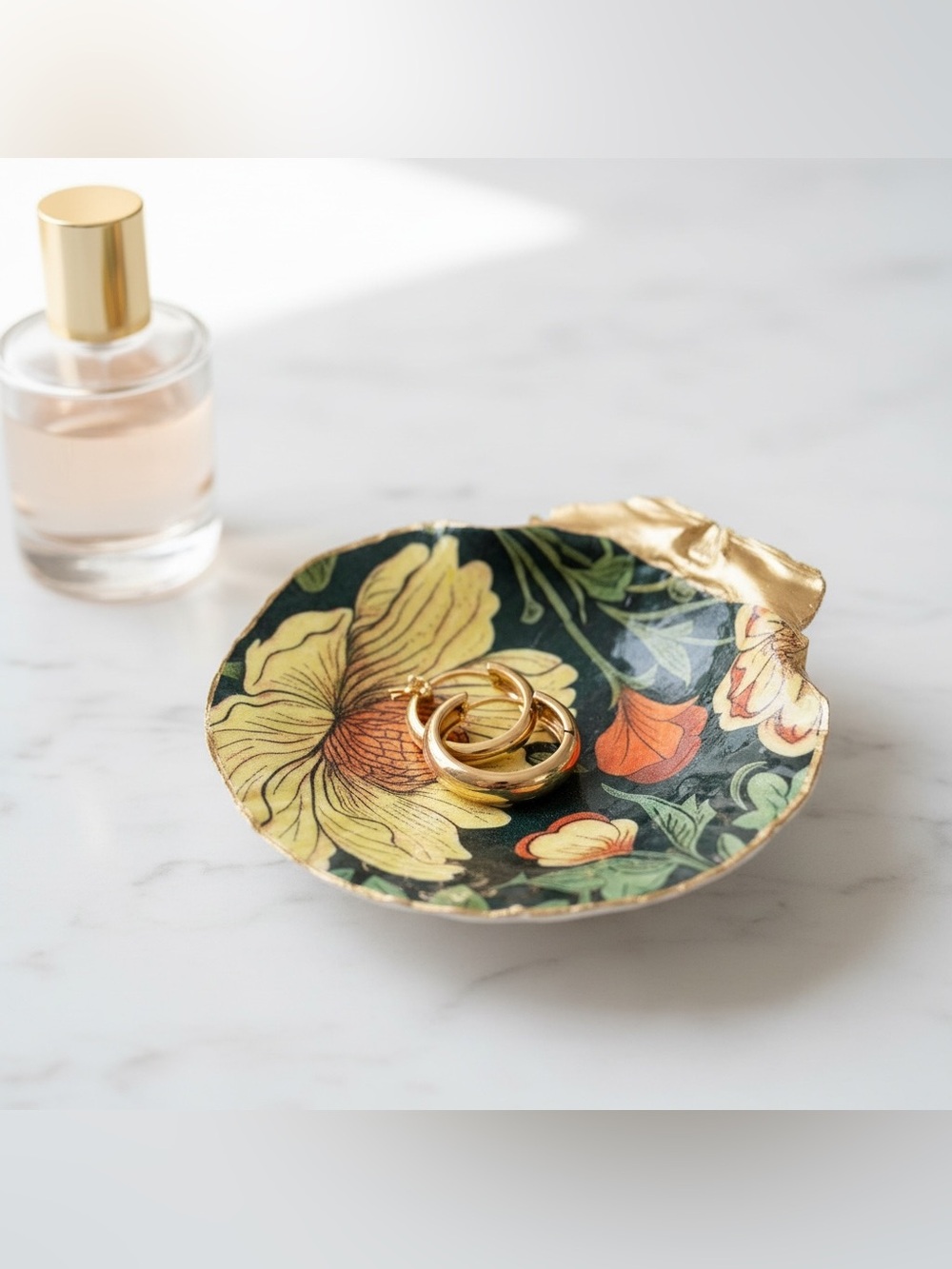 William Morris Shell Trinket Dish | Botanical Ring Holder | Gift for Her